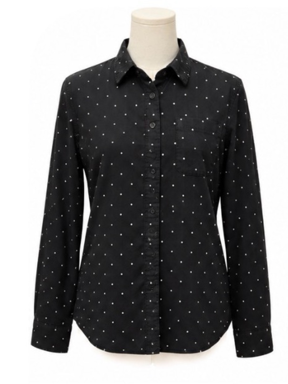 Denim & Supply Ralph Lauren RL Tomboy Shirt L Black Polka Dot Button Down
